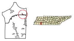 Location of Enville in McNairy County, Tennessee.