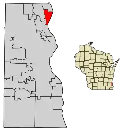 Location of Fox Point in Milwaukee County, Wisconsin.