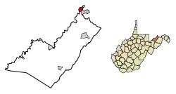 Location of Carpendale in Mineral County, West Virginia.
