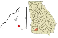 Location in Mitchell County and the state of Georgia