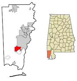 Location in Mobile County and the state of Alabama