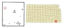 Location within Montgomery County and Kansas