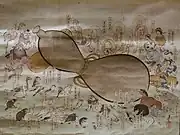 Mourning the Death of a Gourd, parody of the Parivirvana, Shibata Zeshin, 1854 or 1859