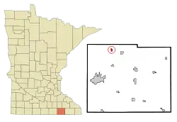 Location of Waltham, Minnesota