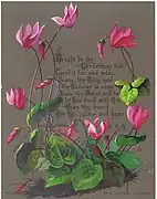 Bright be thy Christmas tide! Carol it far and wide, ..., words by F.R. Havergal, floral design by Helga von Cramm, c. 1880.