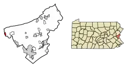 Location of Walnutport in Northampton County, Pennsylvania (left) and of Northampton County in Pennsylvania (right)