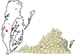 Location in Northampton County and the state of Virginia.