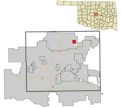Location in Oklahoma County and the state of Oklahoma.