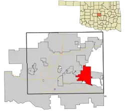 Location in Oklahoma County and the state of Oklahoma
