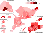 Support for Liberal Party candidates by riding