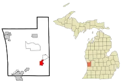 Location of Hudsonville within Ottawa County, Michigan