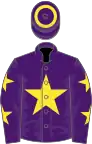 Purple, yellow star, yellow stars on sleeves, purple cap, yellow hoop