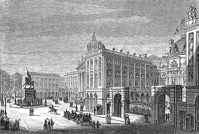 The Palace of the Count of Flanders in 1882, etching by Eugène Van Bemmel from La Belgique illustrée