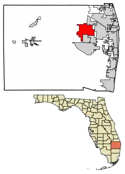 Location within Palm Beach County and the state of Florida