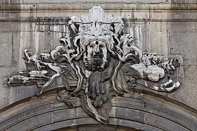 Baroque Hercules mascaron of the Dôme des Invalides, Paris, by Jules Hardouin-Mansart, 1677–1706