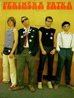 Pekinška Patka's best known initial lineup, from left to right, Pihler, Čonkić, Kovačević, and Oslovčan.