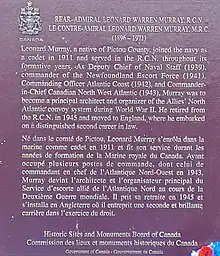 Plaque at the site of the Murray memorial in Pictou Landing, Nova Scotia
