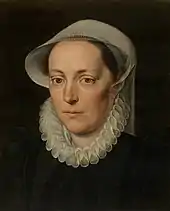 Portrait of a Woman, c. 1535–84, 34 cm × 27.5 cm, Inscriptions	top left: "A.DNI.1548; middle above: OBIIT A 60; top right: AETATIS MEAE 56", Royal Museum of Fine Arts Antwerp (KMSKA), Belgium