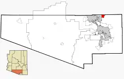 Location in Pima County and the state of Arizona
