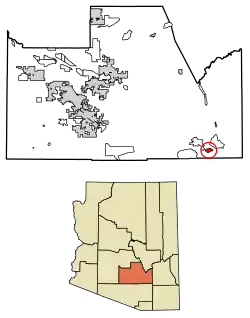 Location of Campo Bonito in Pinal County, Arizona.