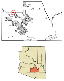 Location of Goodyear Village in Pinal County, Arizona.