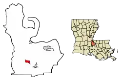 Location of Fordoche in Pointe Coupee Parish, Louisiana.