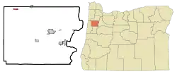 Location of Grand Ronde within Polk County, Oregon