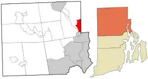 Location in Providence County and the state of Rhode Island.