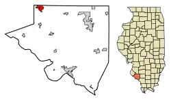 Location of Red Bud in Randolph County, Illinois.