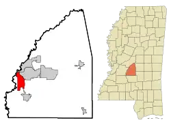 Location of Richland, Mississippi