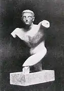 Raymond Duchamp-Villon, 1910, Torse de jeune homme (Torso of a young man), terracotta, Armory Show postcard, published 1913