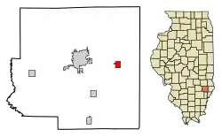 Location of Claremont in Richland County, Illinois.