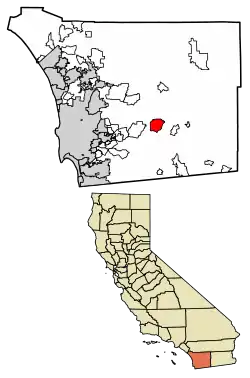 Location of Descanso in San Diego County, California.