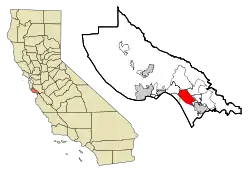 Location in Santa Cruz County and the state of California