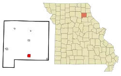 Location of Shelbina, Missouri