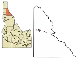 Location of Osburn in Shoshone County, Idaho.