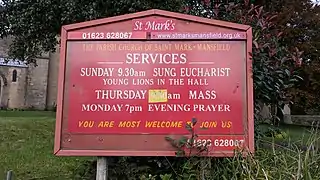 Church sign for St Mark's Church, Mansfield