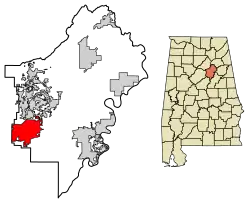 Location of Moody in St. Clair County
