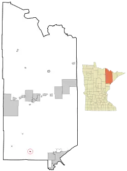 Location of the city of Brookstonwithin Saint Louis County, Minnesota
