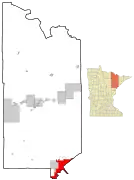 Location of the city of Duluthwithin St. Louis County, Minnesota