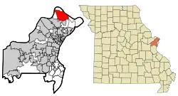Location of Old Jamestown, Missouri