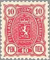 Coat of arms of Finland on the 1890 Finnish  postage stamp
