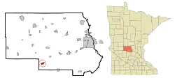 Location of Paynesville within Stearns County, Minnesota