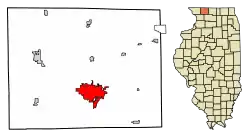 Location of Freeport in Stephenson County, Illinois.