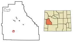 Location of Big Piney in Sublette County, Wyoming.