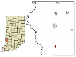 Location of Carlisle in Sullivan County, Indiana.
