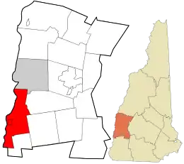 Location in Sullivan County and the state of New Hampshire