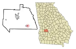 Location in Sumter County and the state of Georgia