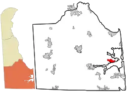 Location in Sussex County and the state of Delaware.