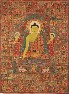 Thangka of Buddha with the One Hundred Jataka Tales, Tibet, 13th-14th century